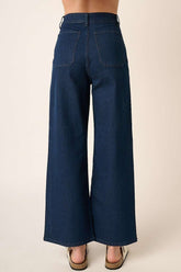 Mittoshop High Waist Wide Leg Jeans - Soft Denim Knit for Comfort & Style